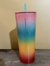 Starbucks Rainbow Ombre Stainless Steel Tumbler Cup 24oz Summer 2019 - £16.56 GBP