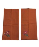 Casual Home Fabric Napkins Floral Design 100% Cotton Orange Embroidered ... - $9.79