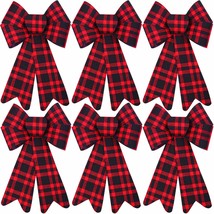 6 Pieces Red Buffalo Plaid Christmas Bows Holiday Christmas Wreaths Bows Xmas Re - £21.95 GBP