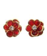 Vintage Red Swarovski Crystal Bezel Cluster Earrings Gold Tone SAVVY Pie... - £19.82 GBP