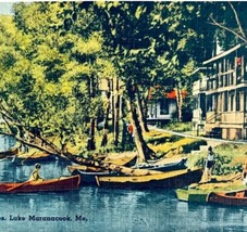 1930s Lake Maranacook Maine Linen Postcard Camps And Cottages Vintage E86RP3 - $19.99