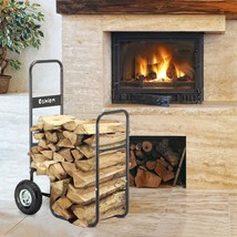Oshion Firewood Carrier Log Rack Dolly Cart Wood Rolling Mover Hauler 22... - $80.99