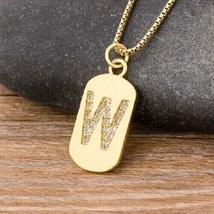 0.50Ct Real Moissanite Trendy &quot;W&quot; Initial Letter Pendant 14K Yellow Gold Plated - £195.97 GBP