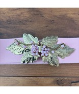 Vintage Pink Elastic Belt With Gold-Tone Leaf &amp; Berry Buckle Clasp - $16.82