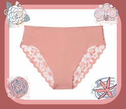 L Rose Clay Coral Full Lace Back Victorias Secret No Show High-leg Cheeky Pantie - £8.83 GBP