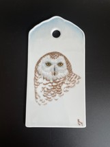 VTG Hand Painted Snowy Owl Porcelain Cheese Serving Board by Patricia M. Haack - £45.46 GBP