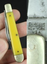 vintage pocket knife 1970s-80s CAMILLUS NY USA two blade yellow - £25.96 GBP
