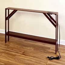 Skinny Console Sofa Table Power Outlets &amp; USB Ports WALNUT Living Room Furniture - £75.88 GBP