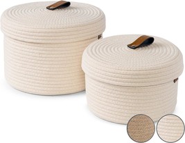 Round Baskets With Lids From Denja And Co - Set Of 2 Decorative Baskets For - £37.79 GBP