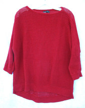 LRL Lauren Ralph Lauren Jeans Co Red Sweater Open Knit Linen Cotton MEDIUM - £22.41 GBP