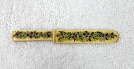 OLD Carved Letter Opener w Hand Painted Purple Flowers &amp; Green Leaves 3 ... - $29.21