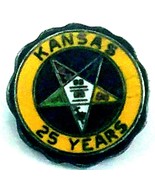 Vtg Order of the Eastern Star KANSAS 25 Year Enamel Lapel Pin  - $17.77