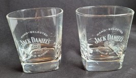 Jack Daniels Hand Selected Single Barrel Lowball Rocks Embossed Glasses Lot Of 2 - £11.68 GBP