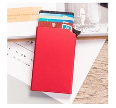 Obecy 2021 rfid smart wallet credit card holder metal ultra thin men s anti theft brush thumb200