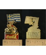 VINTAGE FIFA USA WORLD CUP SOCCER 1994 MASCOT &amp; COCA-COLA GREECE PIN - $4.95