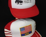 vintage trucker hats X2 &quot;Best Ford Sales Inc.&quot; American Flag snapback re... - $49.99