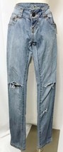 Fusion Jeans Stretch Skinny Straight Leg Destroyed Distressed Junior size 1 - $15.86