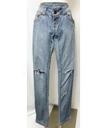 Fusion Jeans Stretch Skinny Straight Leg Destroyed Distressed Junior size 1 - £12.47 GBP