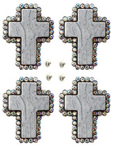 4 Conchos Rhinestone Horse Saddle Western Rodeo Bridle Cross CO166 - $24.74