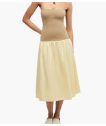 WeWoreWhat Ribbed Cotton Midi Strapless Dress Women&#39;s Size L, Oat / Whea... - $47.95 CAD