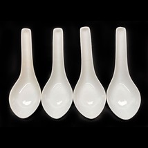 4 Asian Rice Soup Spoons Porcelain White Vintage The People Republic of ... - £11.65 GBP