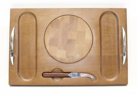 Baribocraft Canada Cheese Board 14&#39;&#39; Maple Wood Serving Tray Stainless Knife - £17.45 GBP