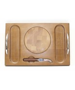 Baribocraft Canada Cheese Board 14&#39;&#39; Maple Wood Serving Tray Stainless K... - £17.45 GBP
