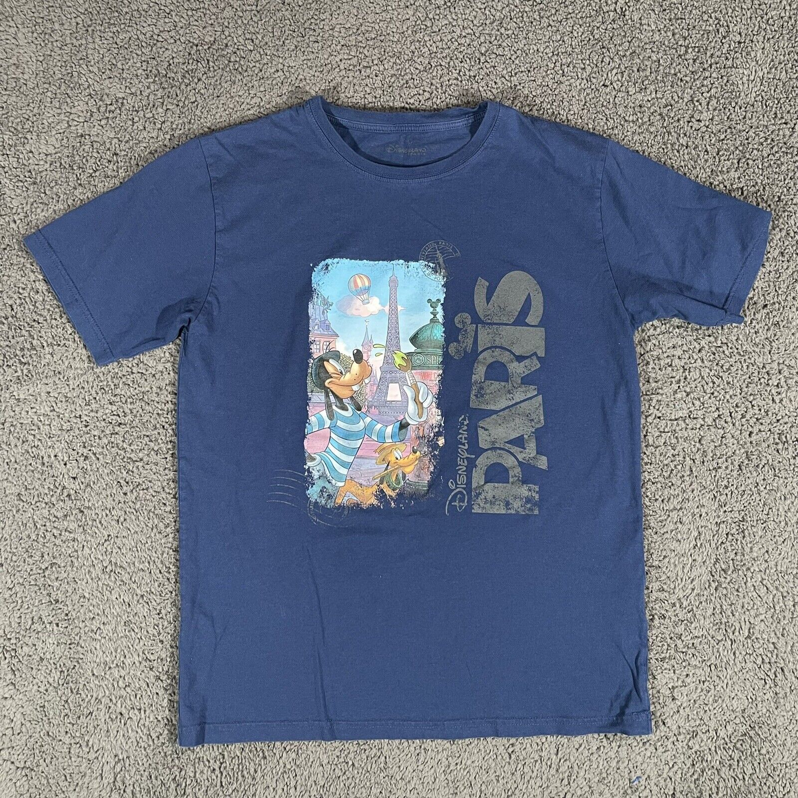 Primary image for DisneyLand Paris Kids Goofy Graphic T Shirt Medium Navy Blue Short Sleeve
