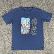 DisneyLand Paris Kids Goofy Graphic T Shirt Medium Navy Blue Short Sleeve - $15.79
