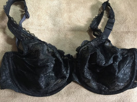 40C Vintage BALI 3362 Women&#39;s Black Floral Lace Minimizer UW CD TS 90s Bra - £16.55 GBP