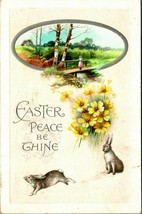 Easter Peace Be Thine Bunnies Rabbits Flowers Spring Meadow DB Postcard E3 - £7.05 GBP