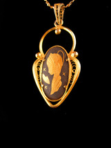 Vintage Religious necklace  / Heavens gift - Virgin Mary pendant - BLack damasce - £74.63 GBP