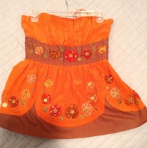 Plenty by Tracy Reese Silk Embellished Orange Gold Strapless Top Size 4 - £27.59 GBP