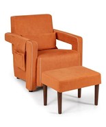 Modern Berber Fleece Single Sofa Chair with Ottoman and Waist Pillow-Ora... - $550.03 CAD