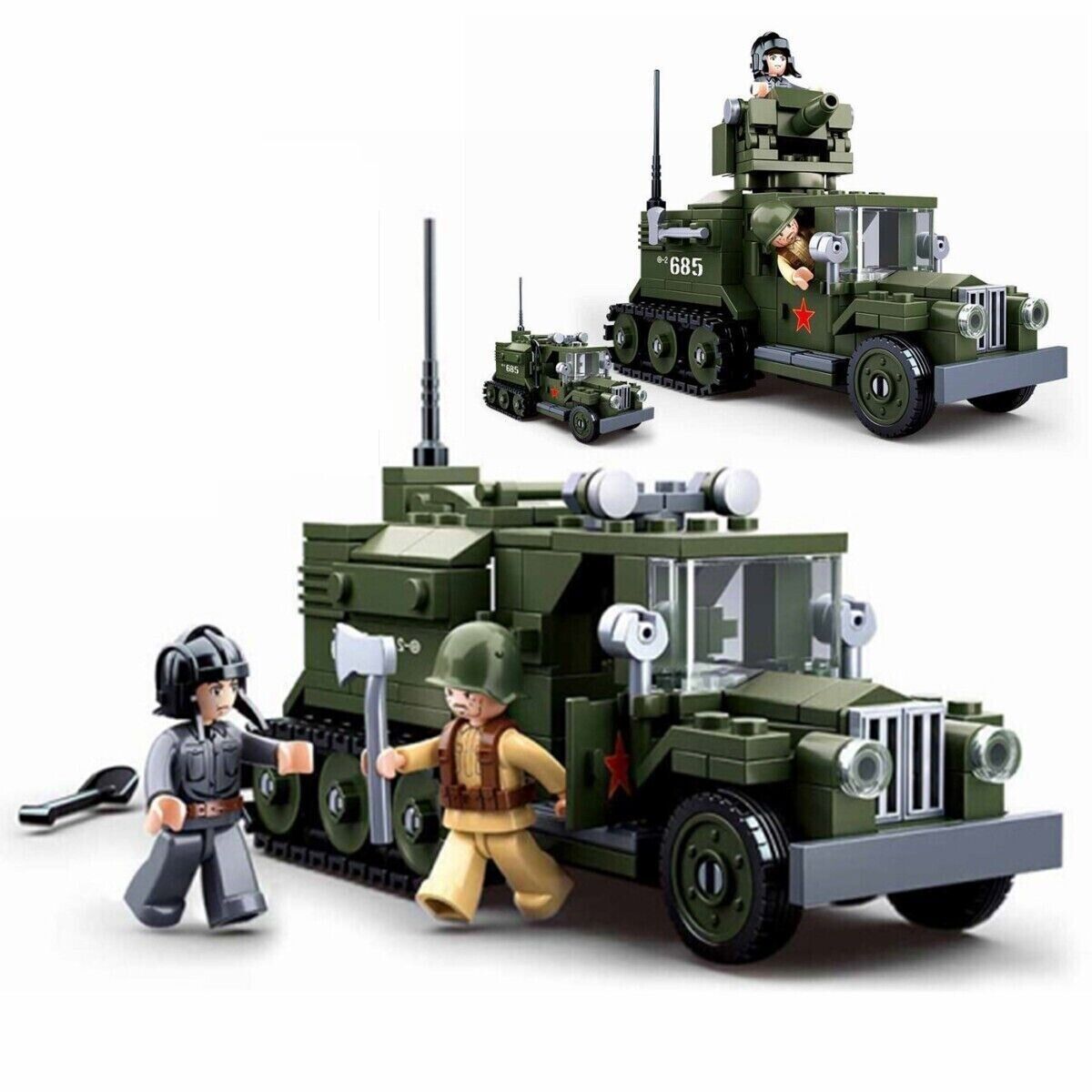 WW2 GAZ Half Track Car Truck Model Building Blocks Military MOC Bricks T... - $29.69