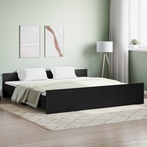 Modern Wooden Black Super King Size 180x200 cm Bed Frame With Headboard ... - $209.04