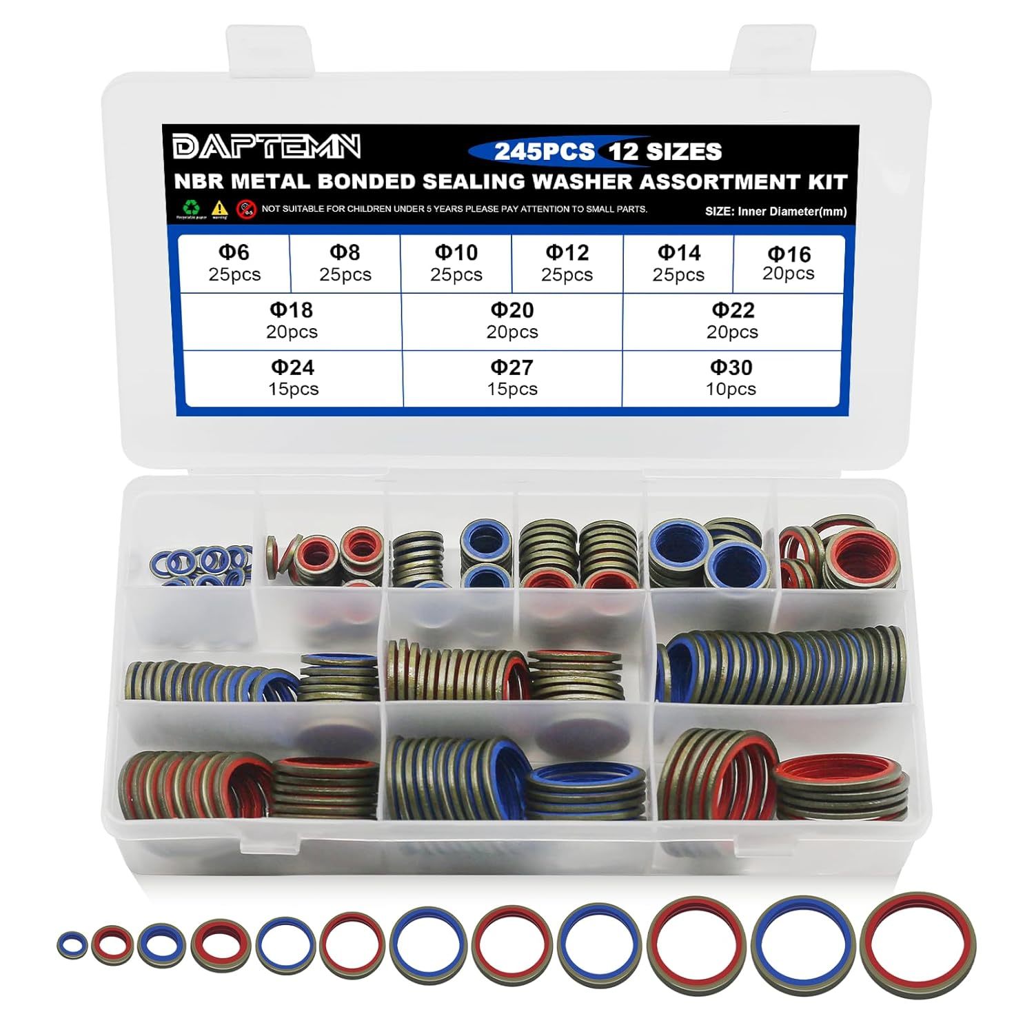 245Pcs Bonded Seal Washer, Nbr Metric Metal Automotive Sealing Washers - $33.97