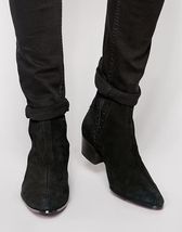 Handmade Men Black Suede Chelsea Boots, Men Ankle Boots, Men Chelsea Boot - £118.63 GBP