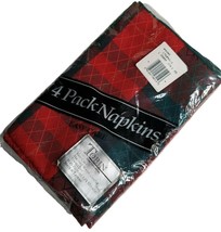 Tobin 4 Pack Dinner Napkins Red Green Plaid Christmas Holiday Opulence Sealed - £11.87 GBP