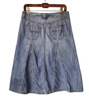Tommy Hilfiger Y2K Denim Embroidered Full Skirt Size 4 Vintage Panel Bac... - $15.19