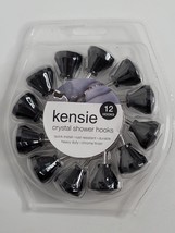 Kensie 12 Crystal Jewel Shower Hooks Set Black NEW Chrome Finish - £9.60 GBP