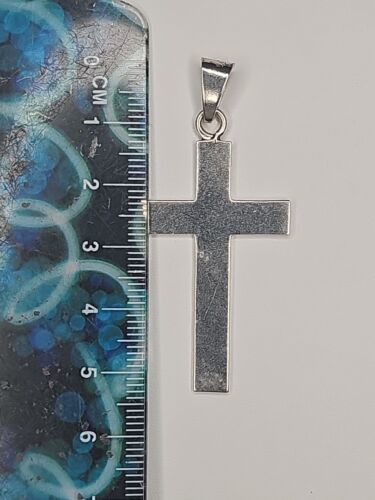 Silver 925 Simple Solid Cross Pendant Charm Item image 3