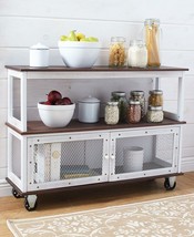 Industrial Buffet Cart with Rolling Wheels Kitchen Dining Bar in White or Black - £123.09 GBP