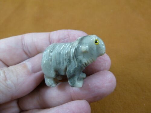 (Y-she-20) gray white wooly Sheep ewe carving stone gemstone SOAPSTONE f... - $8.59