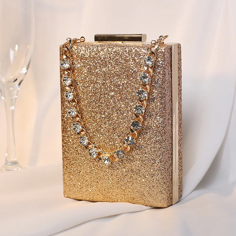 FIRMRANCH  Dazzling Ladies Sequins Rhinestone Chain Design Trendy Crossbody Squa - £54.06 GBP