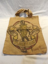 Vintage 1970&#39;s Planters Peanut Mr Peanut Burlap Tote Shopping Bag - £4.77 GBP