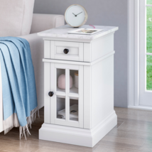 Side Accent Bedside End Small Table Nightstand Living Room With Charging Station - £176.27 GBP