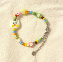 Colorful Cat Pendant Beaded Bracelet, Cute Cat Bracelet, Girl bracelet,Handmade - $12.00