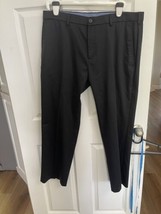 Haggar Mens Black Dress Pants 38x30 Straight Fit Premium No Iron Khaki Flat - £11.94 GBP