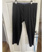 Haggar Mens Black Dress Pants 38x30 Straight Fit Premium No Iron Khaki Flat - £11.81 GBP
